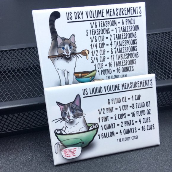 Grey & White Tabby Cat Kitchen Measurement Charts - Picture 2 of 5